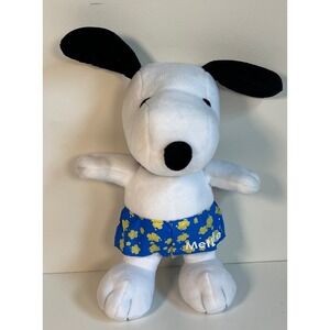 Peanuts Snoopy Plush Toy Blue Floral Boxer Shorts Met Life‎ Stuffed Animal